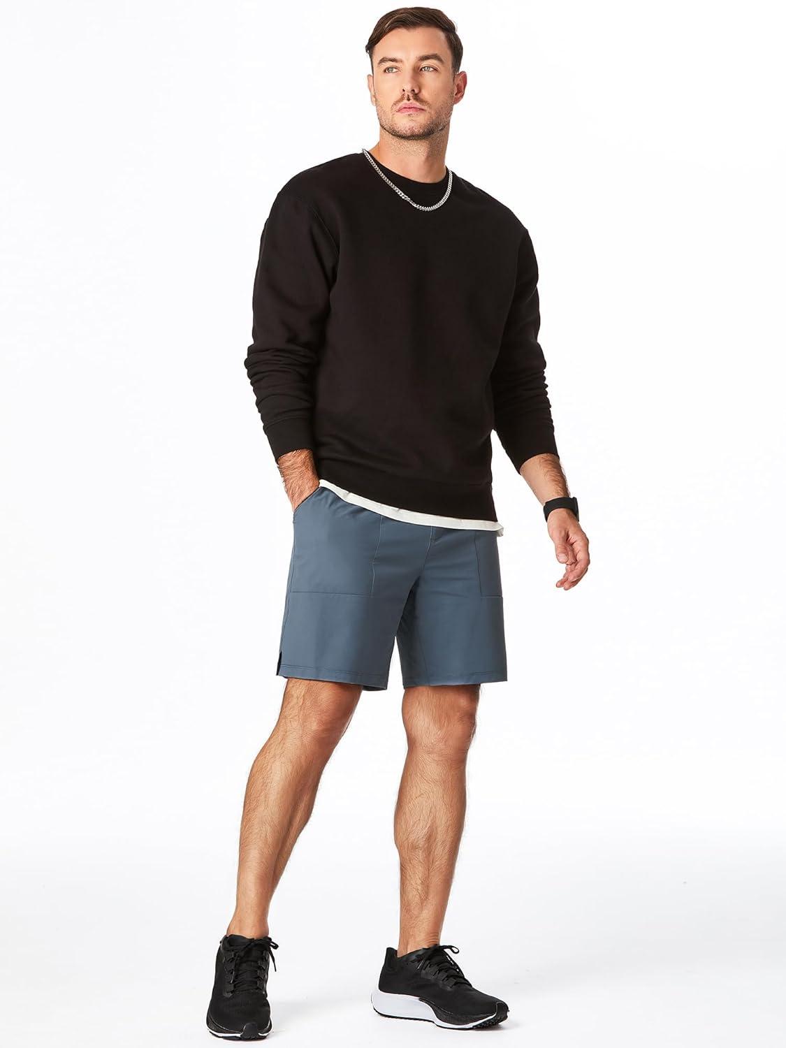 imageJMIERR Mens Shorts Running Athletic Shorts Waterproof Quick Dry 7quot Gym Workout Breathable ShortsB Light Blue