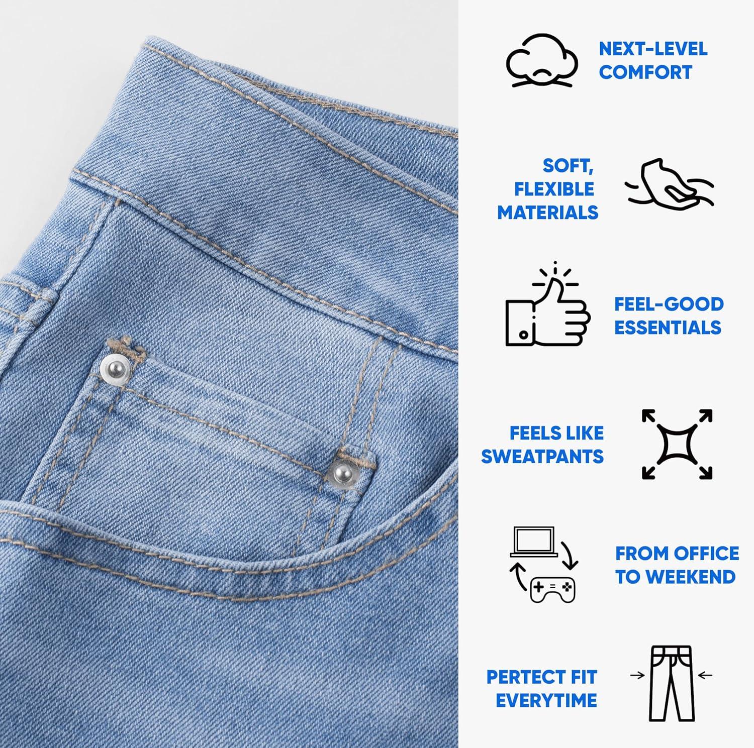 imageJMIERR Mens Stretch Jeans Regular Fit Straight Leg Casual Denim PantsBeau Blue