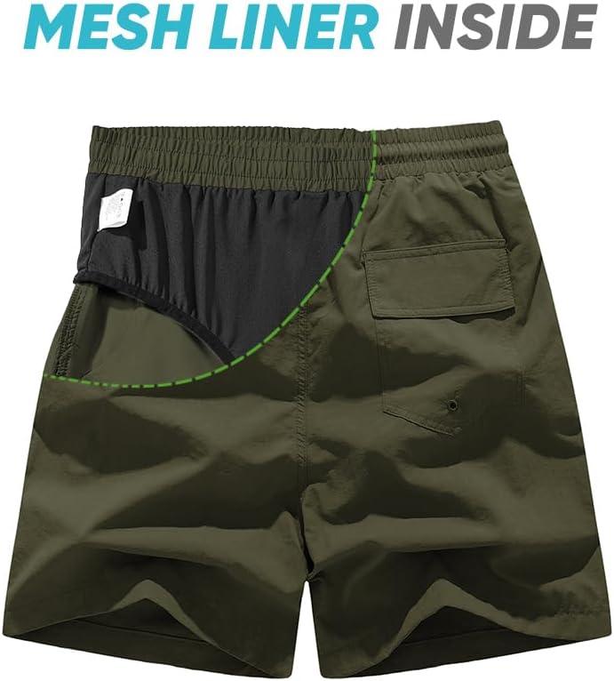 imageJMIERR Mens Swim Trunks with Mesh Lining Beach Swimming Shorts for Men Lightweight Swimwear Summer Sports ShortGreen