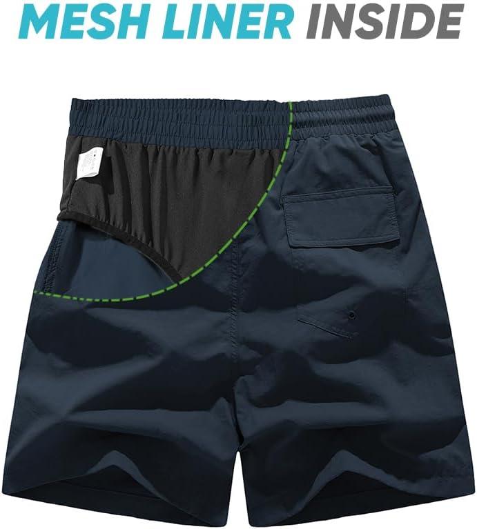 imageJMIERR Mens Swim Trunks with Mesh Lining Beach Swimming Shorts for Men Lightweight Swimwear Summer Sports ShortNavy Blue