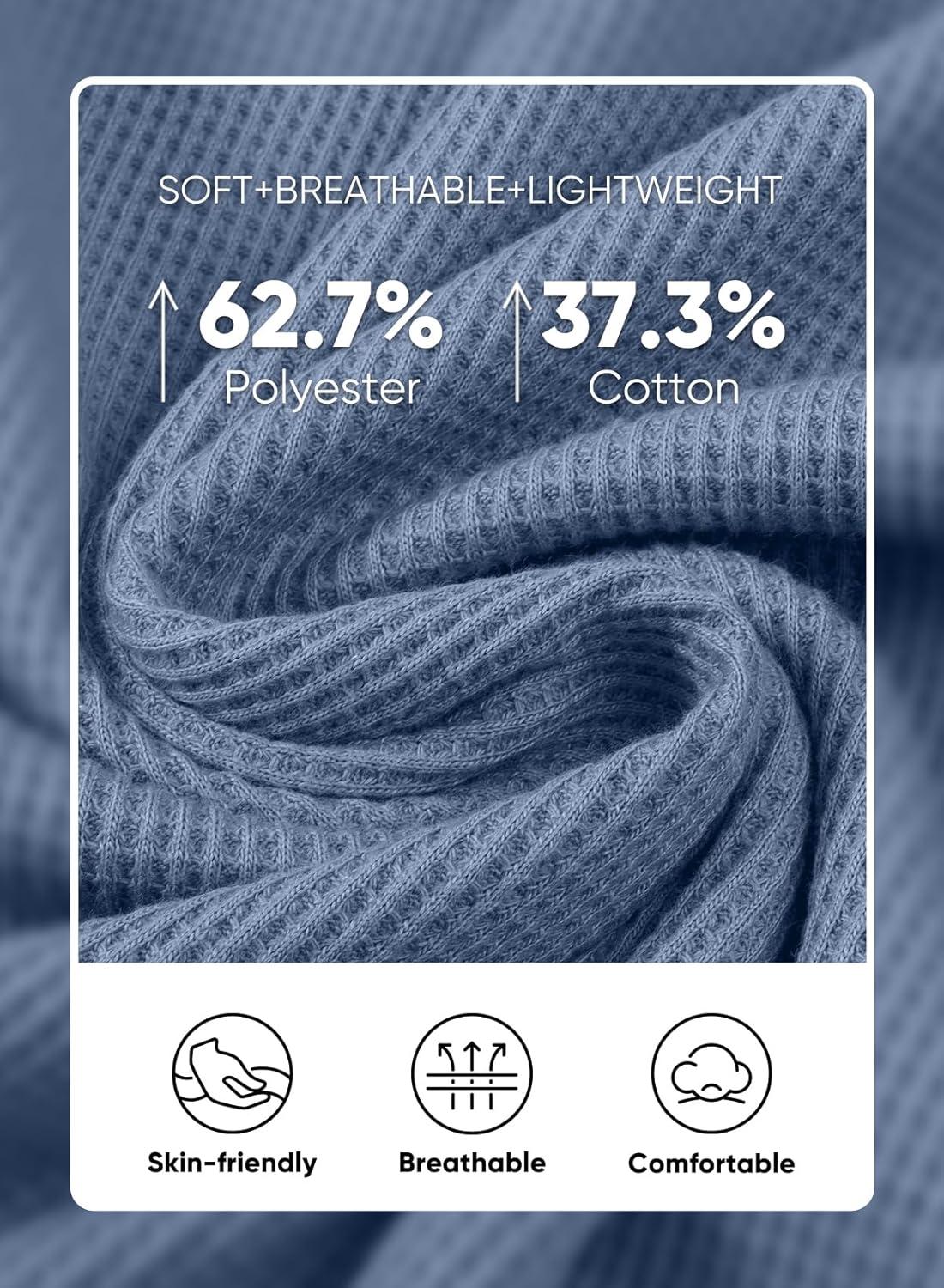 imageJMIERR Mens T Shirt Casual Solid Color Crewneck Stretch Short Sleeve Waffle Knit TeesBlue