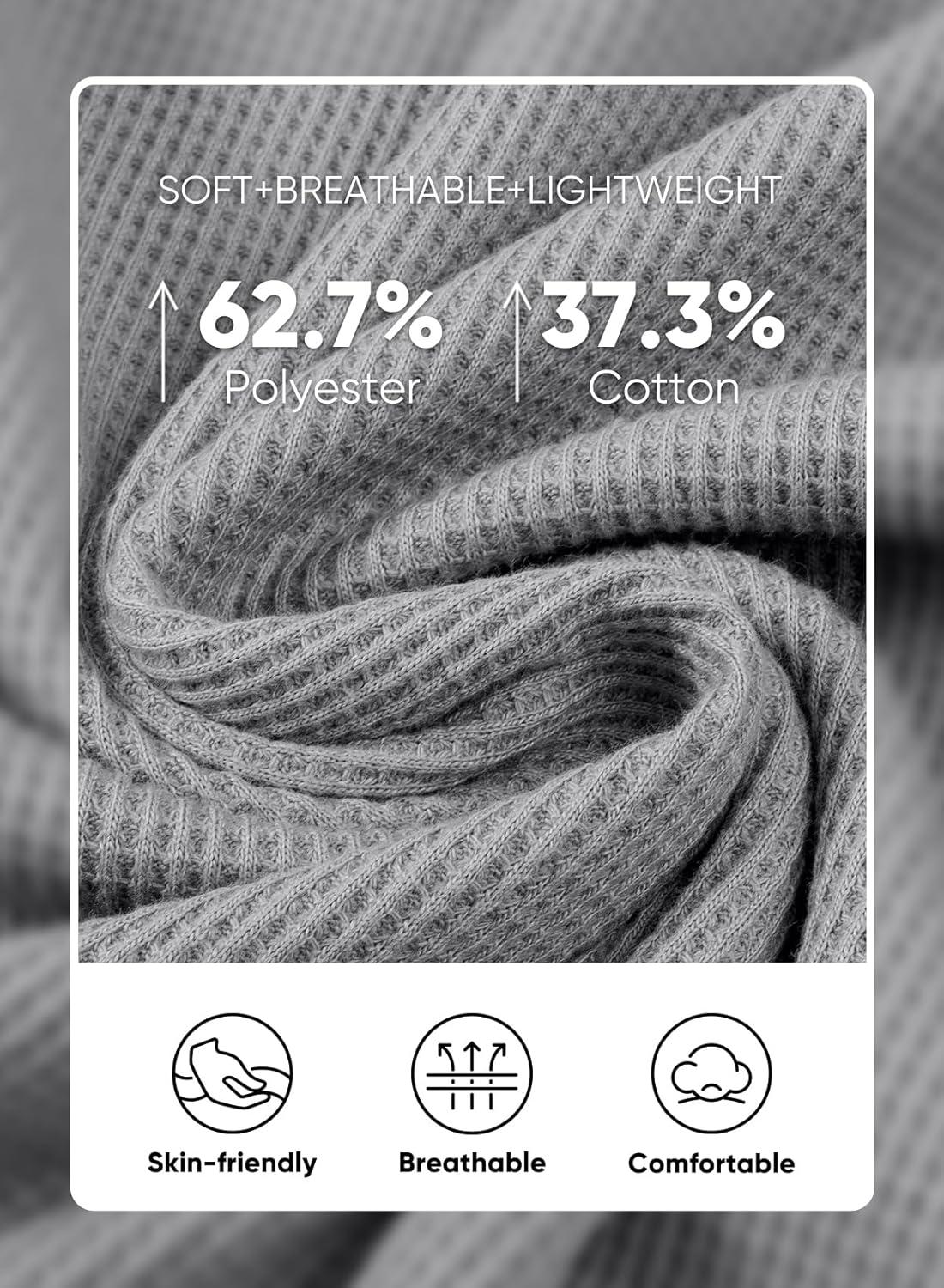 imageJMIERR Mens T Shirt Casual Solid Color Crewneck Stretch Short Sleeve Waffle Knit TeesGrey