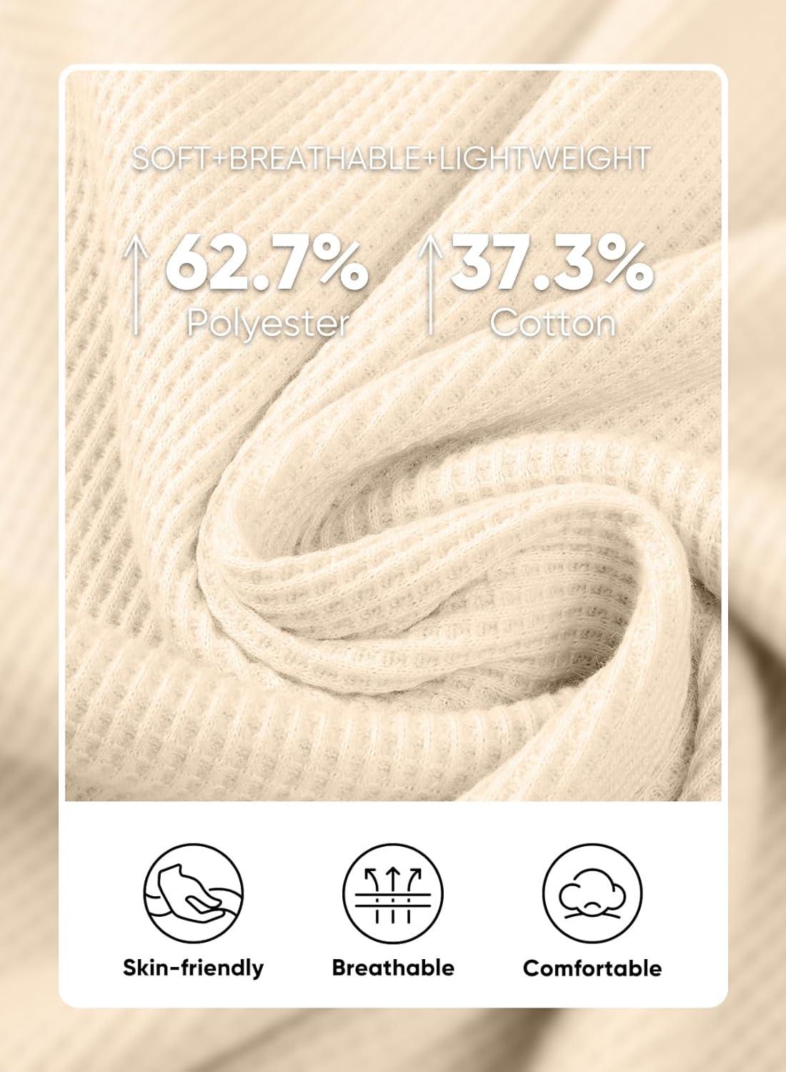 imageJMIERR Mens T Shirt Casual Solid Color Crewneck Stretch Short Sleeve Waffle Knit TeesParchment