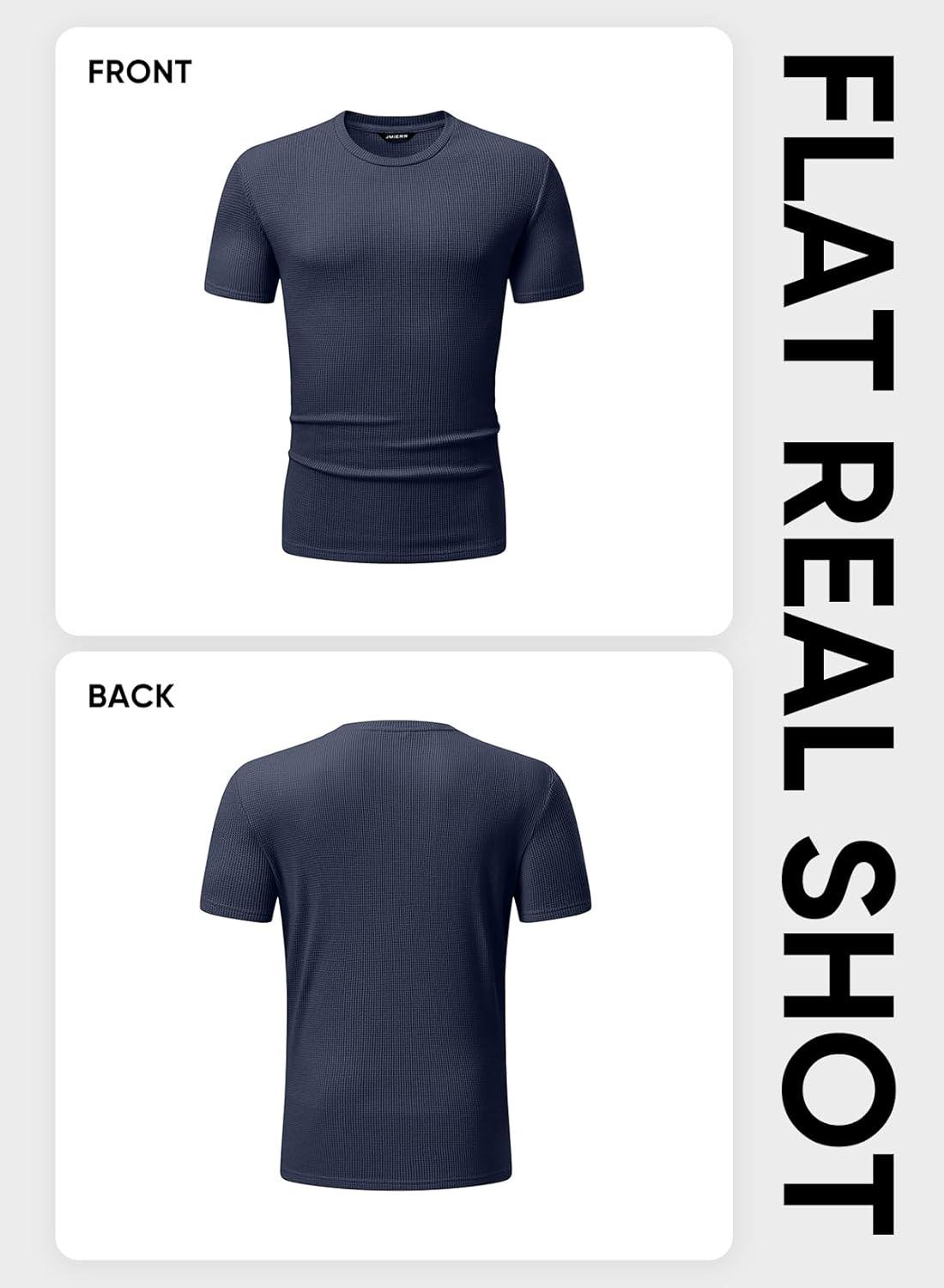 imageJMIERR Mens T Shirt Casual Solid Color Crewneck Stretch Short Sleeve Waffle Knit TeesSail Blue