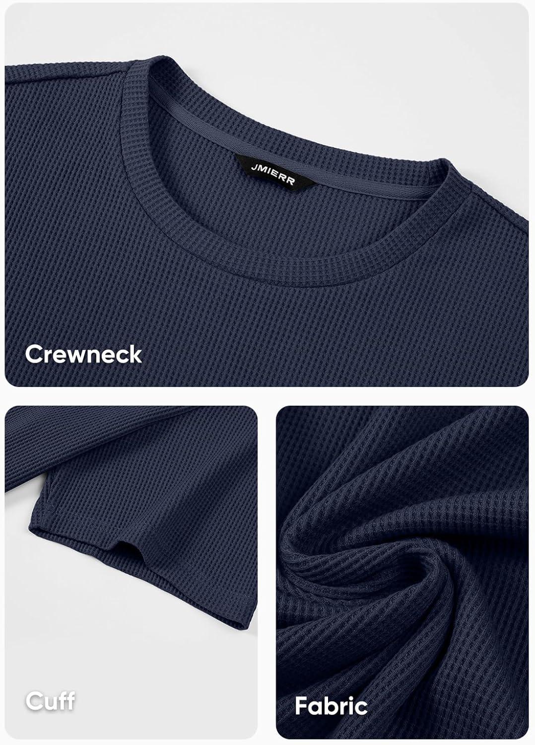 imageJMIERR Mens T Shirt Casual Solid Color Crewneck Stretch Short Sleeve Waffle Knit TeesSail Blue
