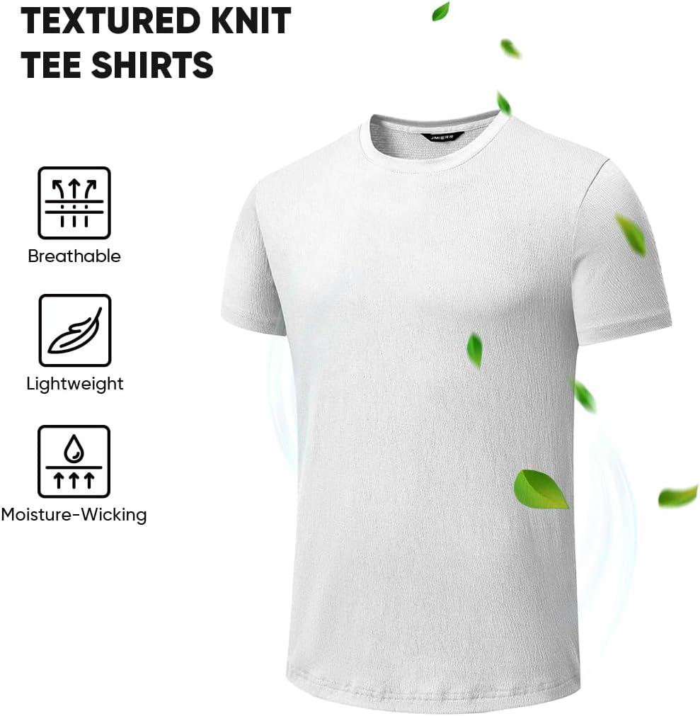 imageJMIERR Mens TShirt Short Sleeve Muscle Textured Knit Crewneck Slim T Shirt Gym Workout Athletic Tee Shirts0 White