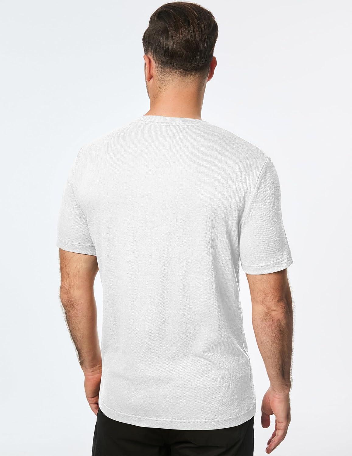 imageJMIERR Mens TShirt Short Sleeve Muscle Textured Knit Crewneck Slim T Shirt Gym Workout Athletic Tee Shirts0 White