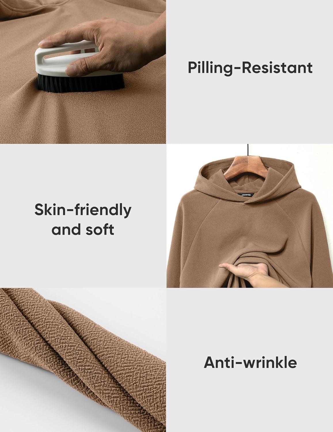 imageJMIERR Mens Textured Track Suits 2 Piece Set with Hoodie Sweatshirt and Sweatpants 2025 Casual Sweatsuit Set Airport OutfitsA Camel