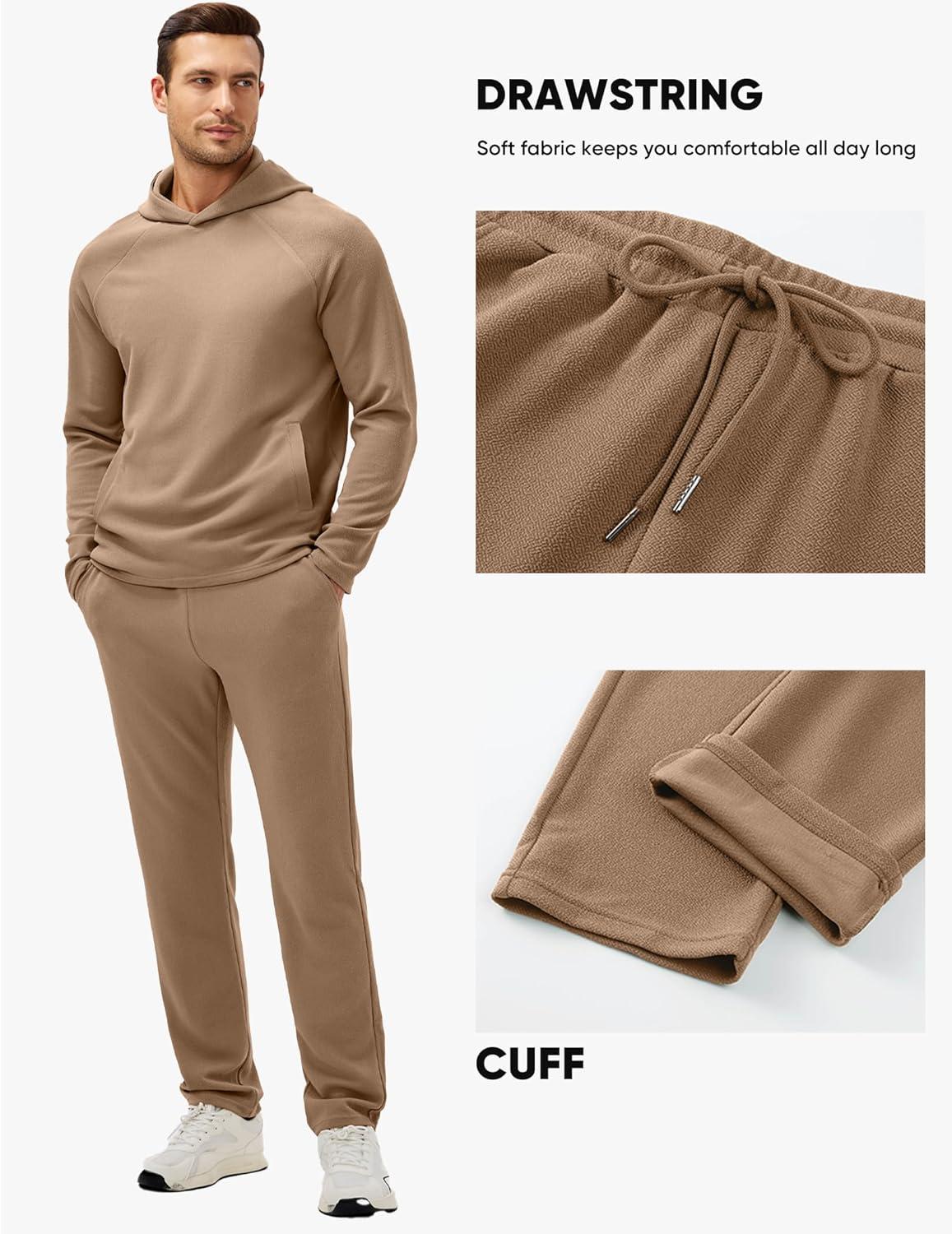 imageJMIERR Mens Textured Track Suits 2 Piece Set with Hoodie Sweatshirt and Sweatpants 2025 Casual Sweatsuit Set Airport OutfitsA Camel