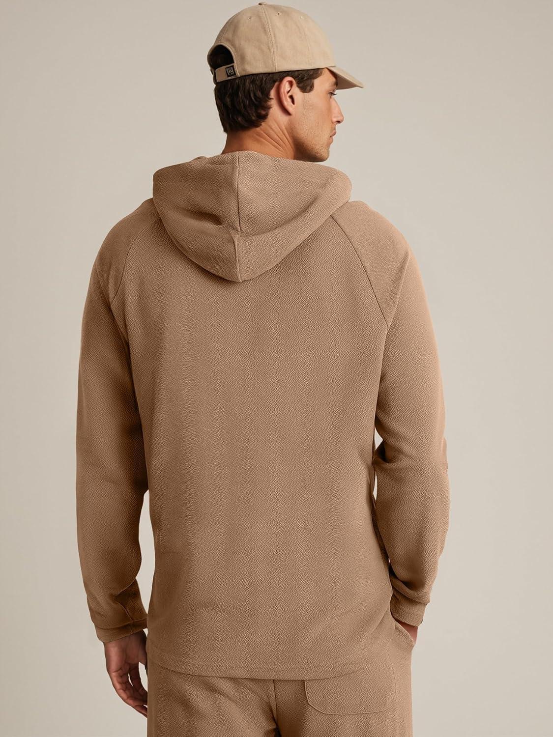 imageJMIERR Mens Textured Track Suits 2 Piece Set with Hoodie Sweatshirt and Sweatpants 2025 Casual Sweatsuit Set Airport OutfitsA Camel