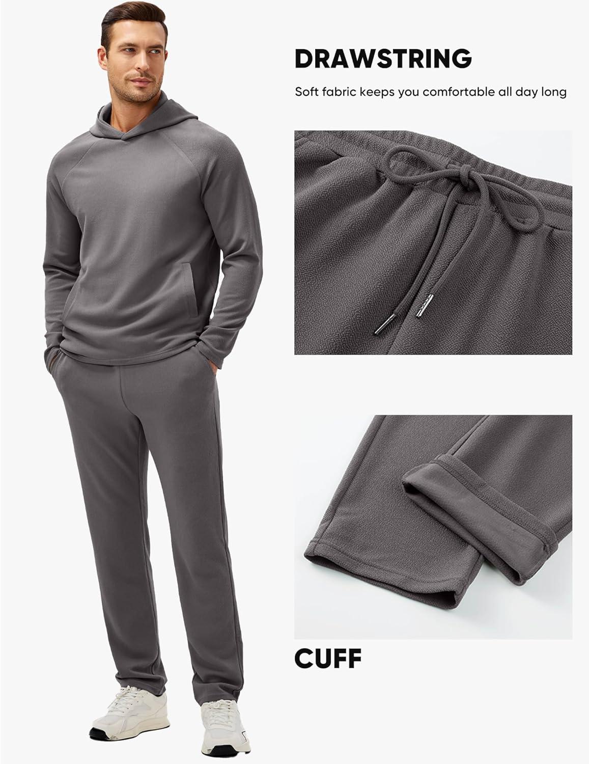 imageJMIERR Mens Textured Track Suits 2 Piece Set with Hoodie Sweatshirt and Sweatpants 2025 Casual Sweatsuit Set Airport OutfitsA Grey