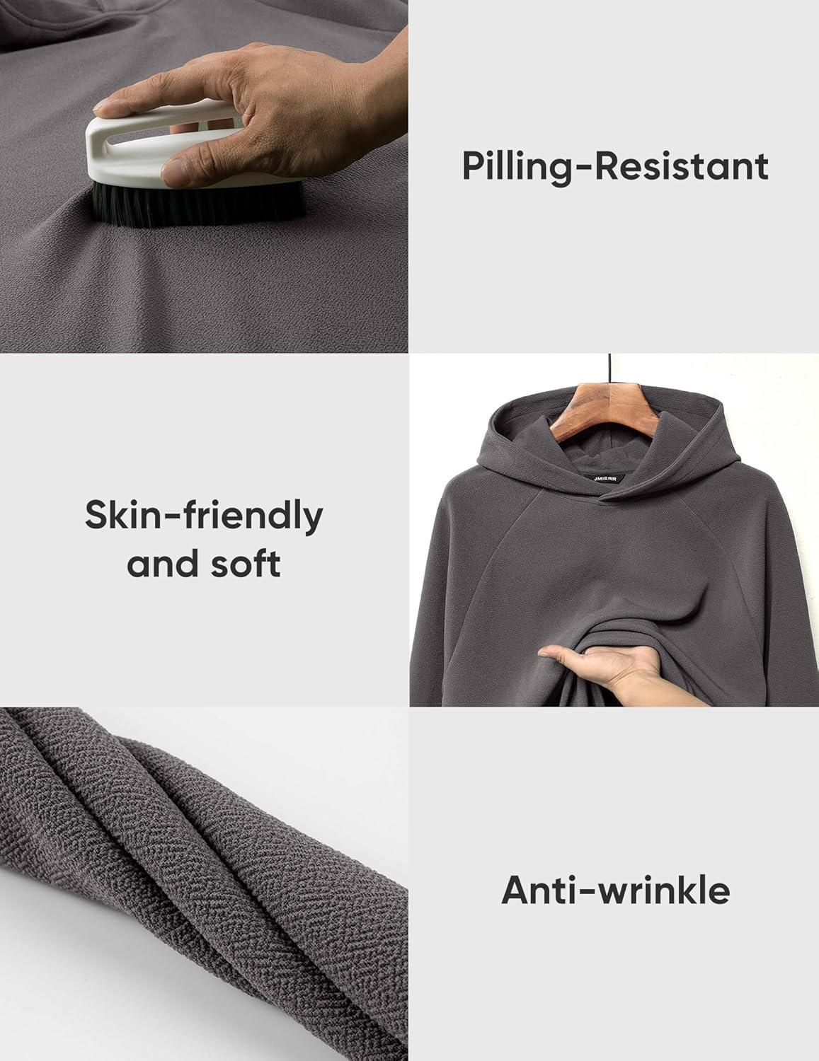 imageJMIERR Mens Textured Track Suits 2 Piece Set with Hoodie Sweatshirt and Sweatpants 2025 Casual Sweatsuit Set Airport OutfitsA Grey