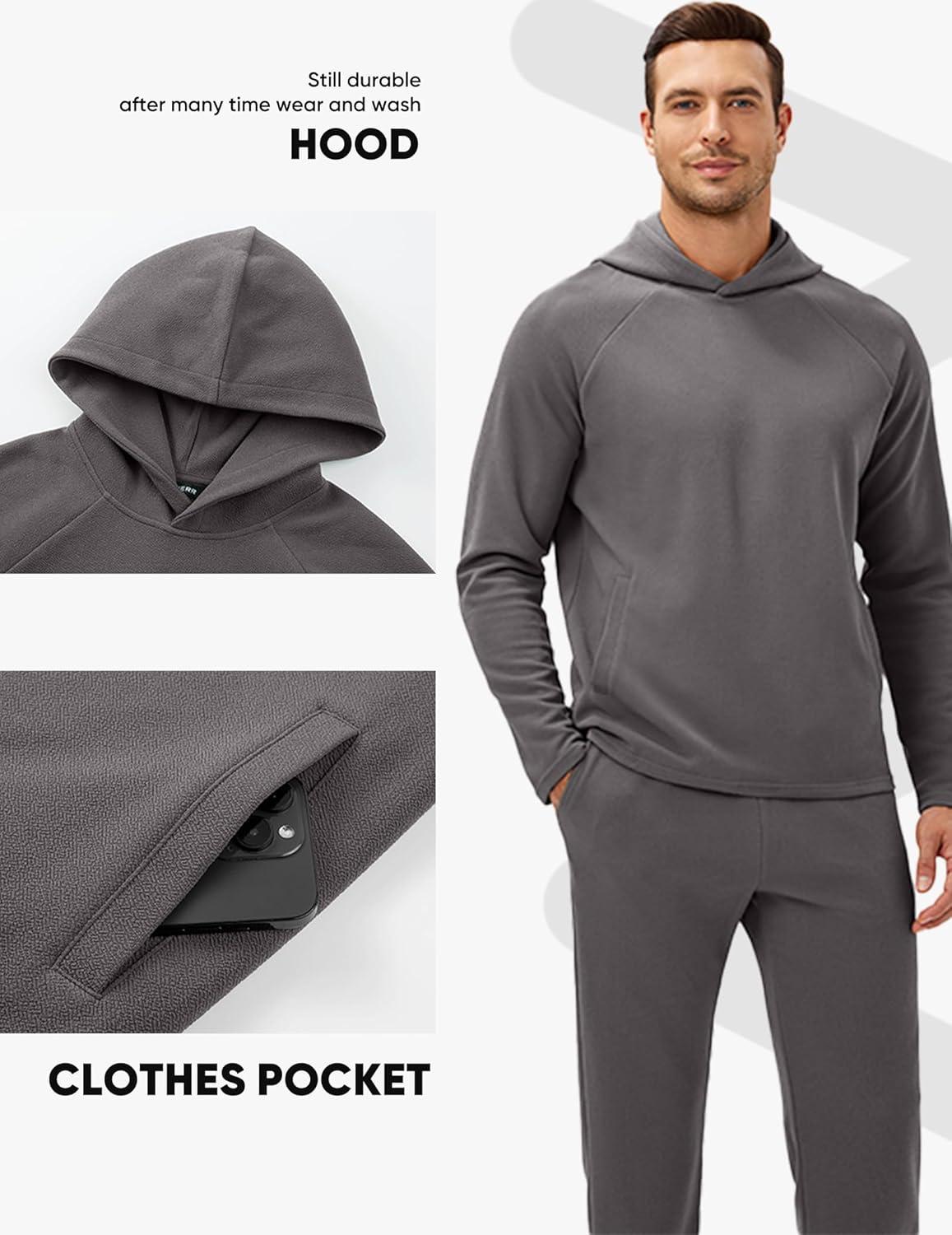 imageJMIERR Mens Textured Track Suits 2 Piece Set with Hoodie Sweatshirt and Sweatpants 2025 Casual Sweatsuit Set Airport OutfitsA Grey