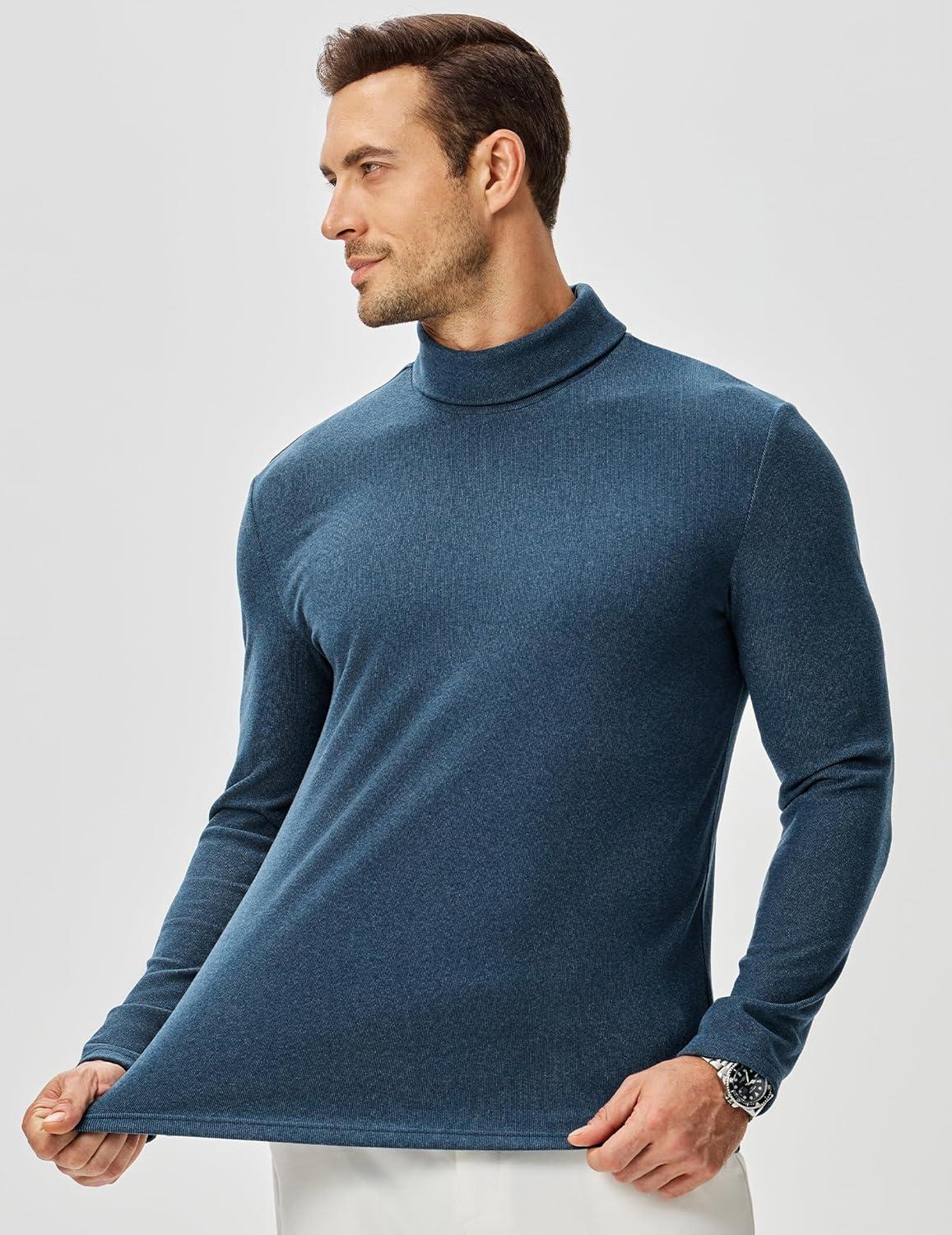 imageJMIERR Mens Thermal Mock Turtleneck Shirts Casual Long Sleeve Lightweight Pullover Sweaters Undershirt Slim Fit TopSail Blue