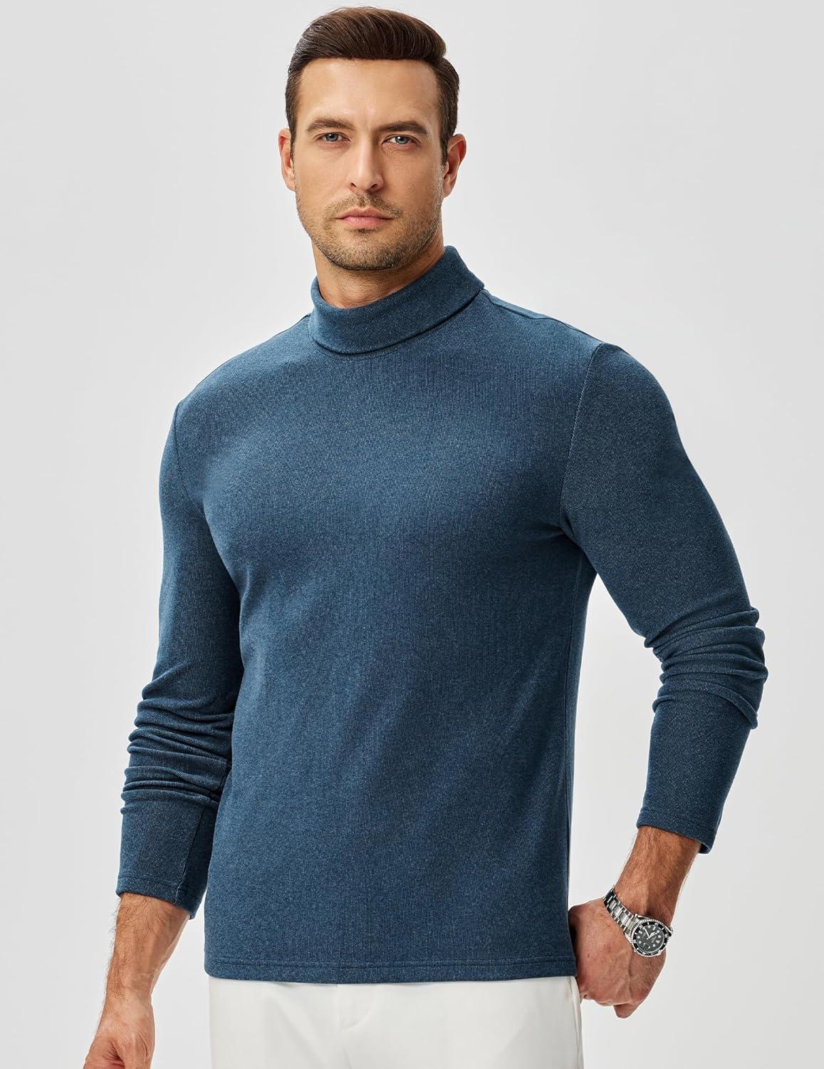 imageJMIERR Mens Thermal Mock Turtleneck Shirts Casual Long Sleeve Lightweight Pullover Sweaters Undershirt Slim Fit TopSail Blue