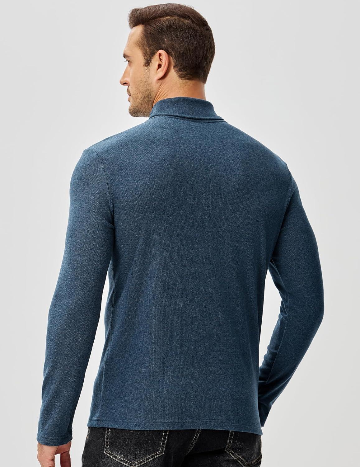 imageJMIERR Mens Thermal Mock Turtleneck Shirts Casual Long Sleeve Lightweight Pullover Sweaters Undershirt Slim Fit TopSail Blue