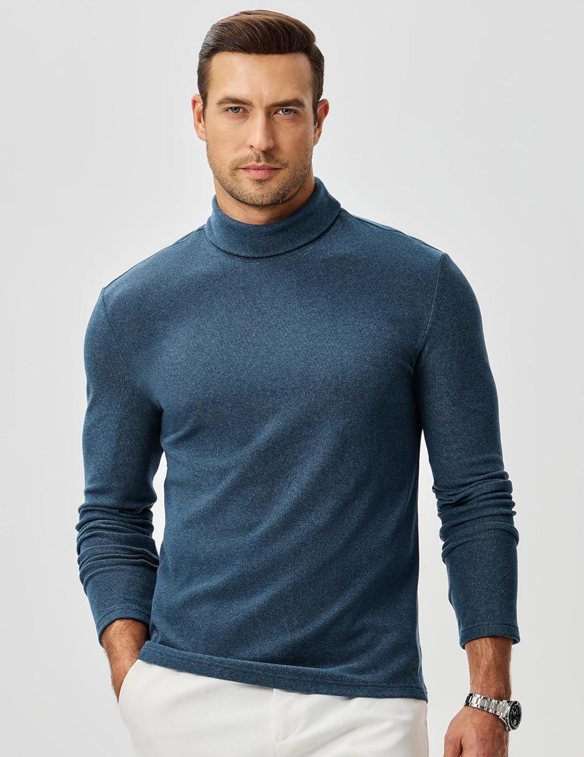 imageJMIERR Mens Thermal Mock Turtleneck Shirts Casual Long Sleeve Lightweight Pullover Sweaters Undershirt Slim Fit TopSail Blue