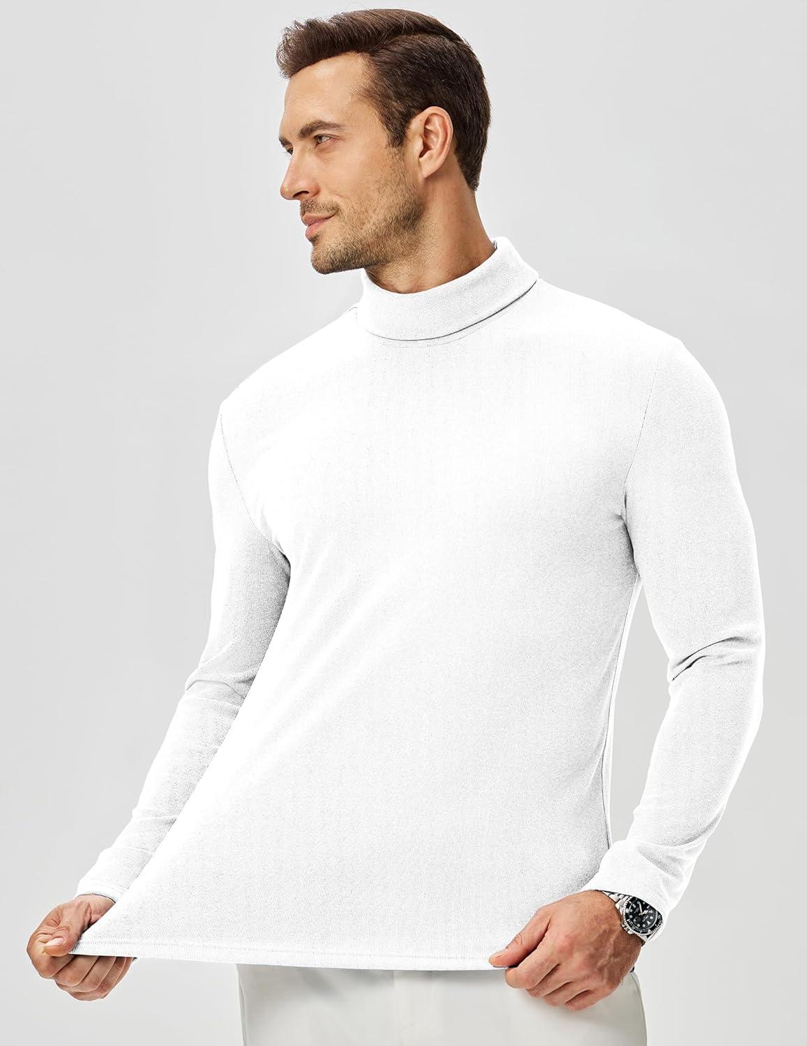 imageJMIERR Mens Thermal Mock Turtleneck Shirts Casual Long Sleeve Lightweight Pullover Sweaters Undershirt Slim Fit TopWhite