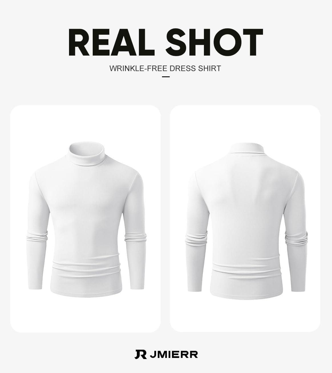 imageJMIERR Mens Thermal Mock Turtleneck Shirts Casual Long Sleeve Lightweight Pullover Sweaters Undershirt Slim Fit TopWhite