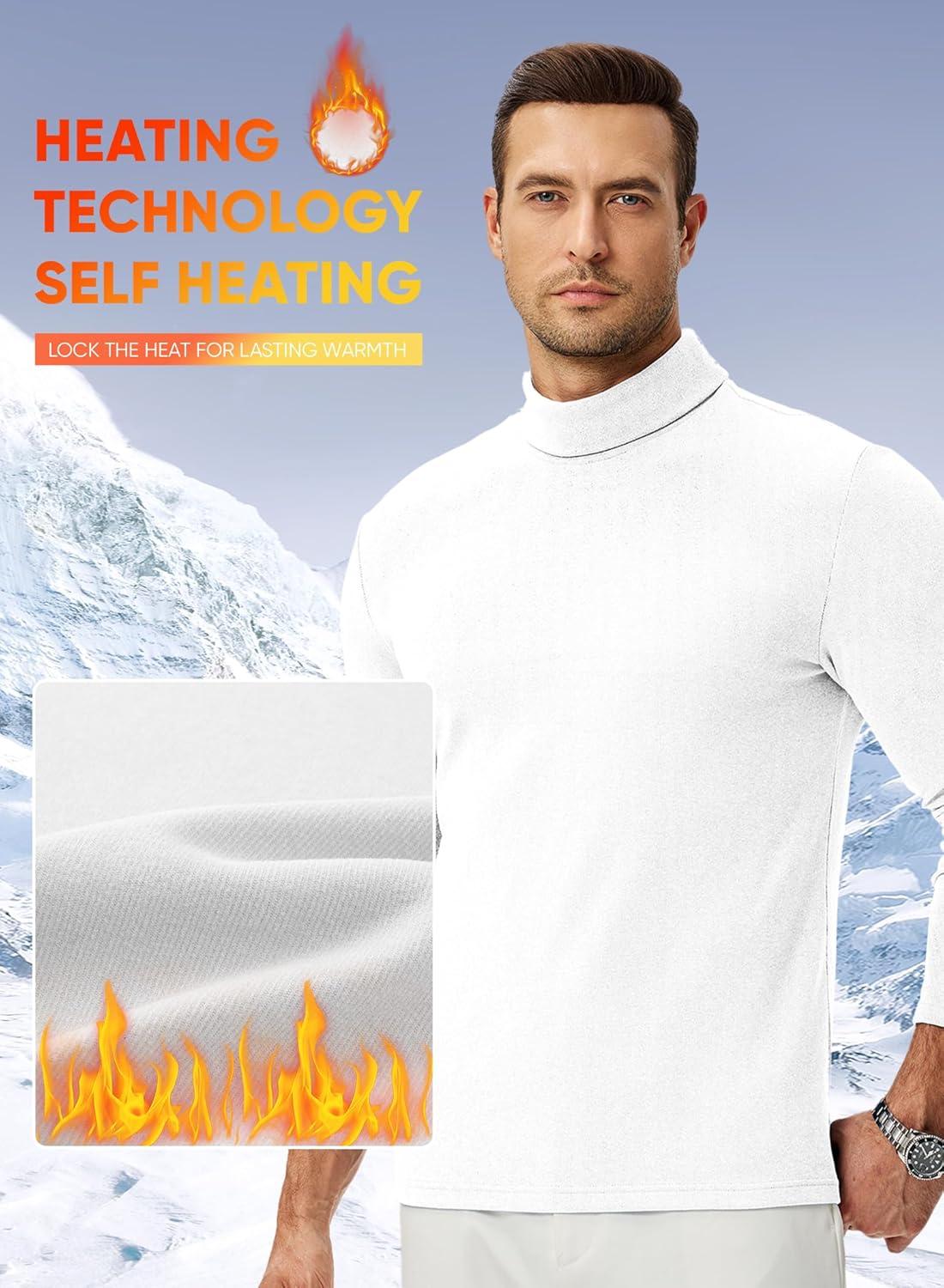 imageJMIERR Mens Thermal Mock Turtleneck Shirts Casual Long Sleeve Lightweight Pullover Sweaters Undershirt Slim Fit TopWhite