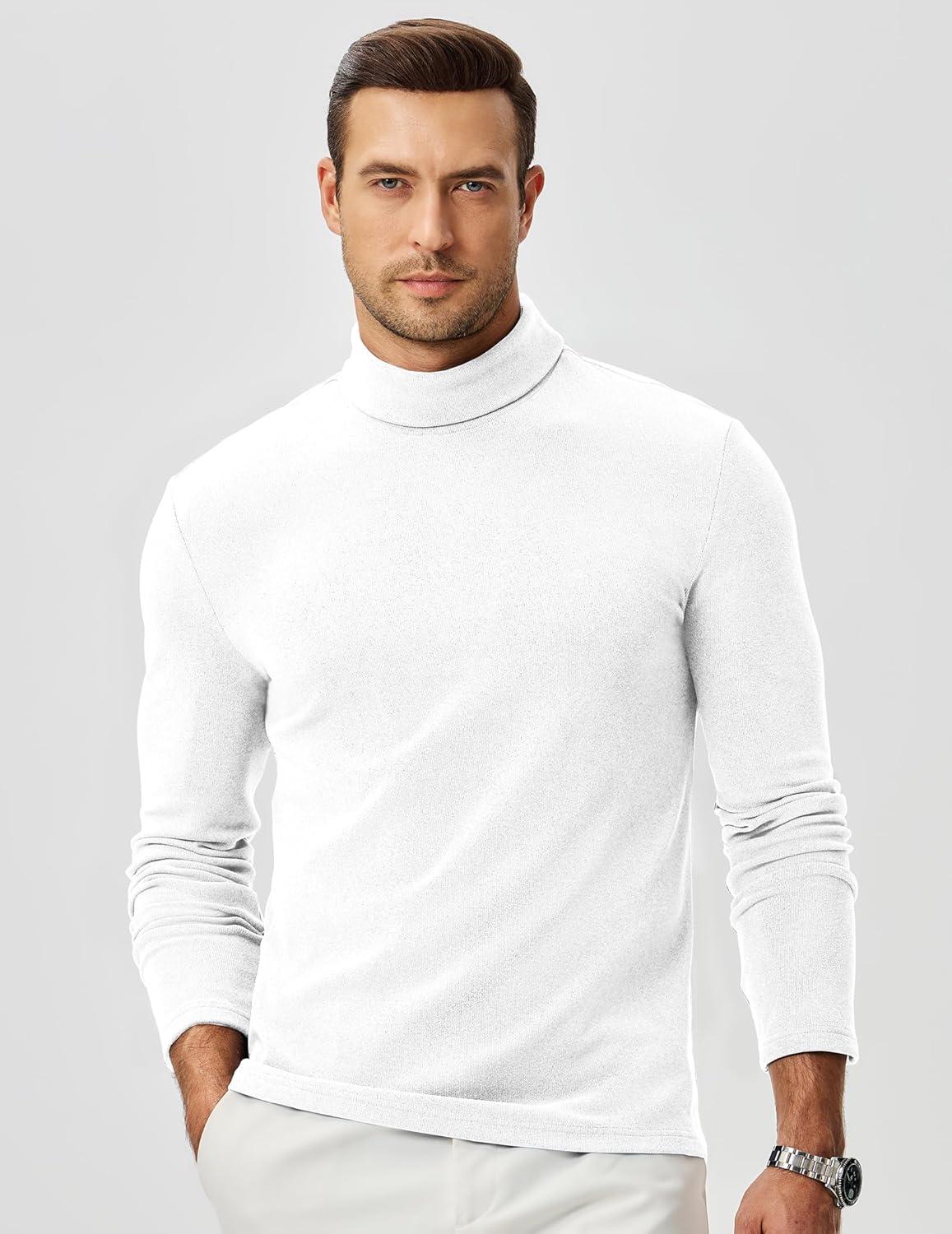 imageJMIERR Mens Thermal Mock Turtleneck Shirts Casual Long Sleeve Lightweight Pullover Sweaters Undershirt Slim Fit TopWhite