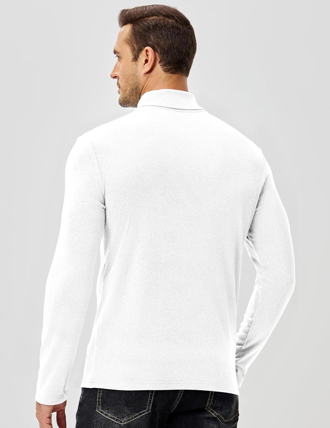 imageJMIERR Mens Thermal Mock Turtleneck Shirts Casual Long Sleeve Lightweight Pullover Sweaters Undershirt Slim Fit TopWhite