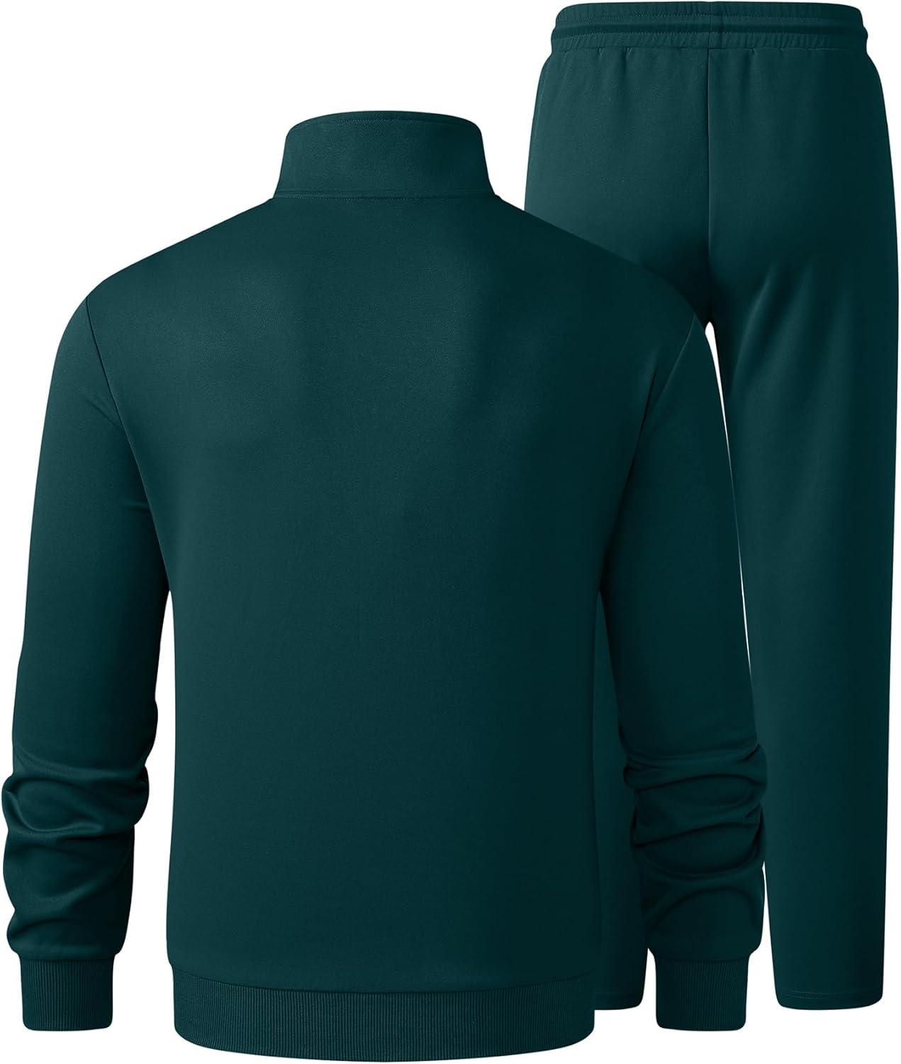 imageJMIERR Mens Track Suits 2 Piece Full Zip Sports Outfits Set Sweatshirt and Joggers SweatpantsSea Green