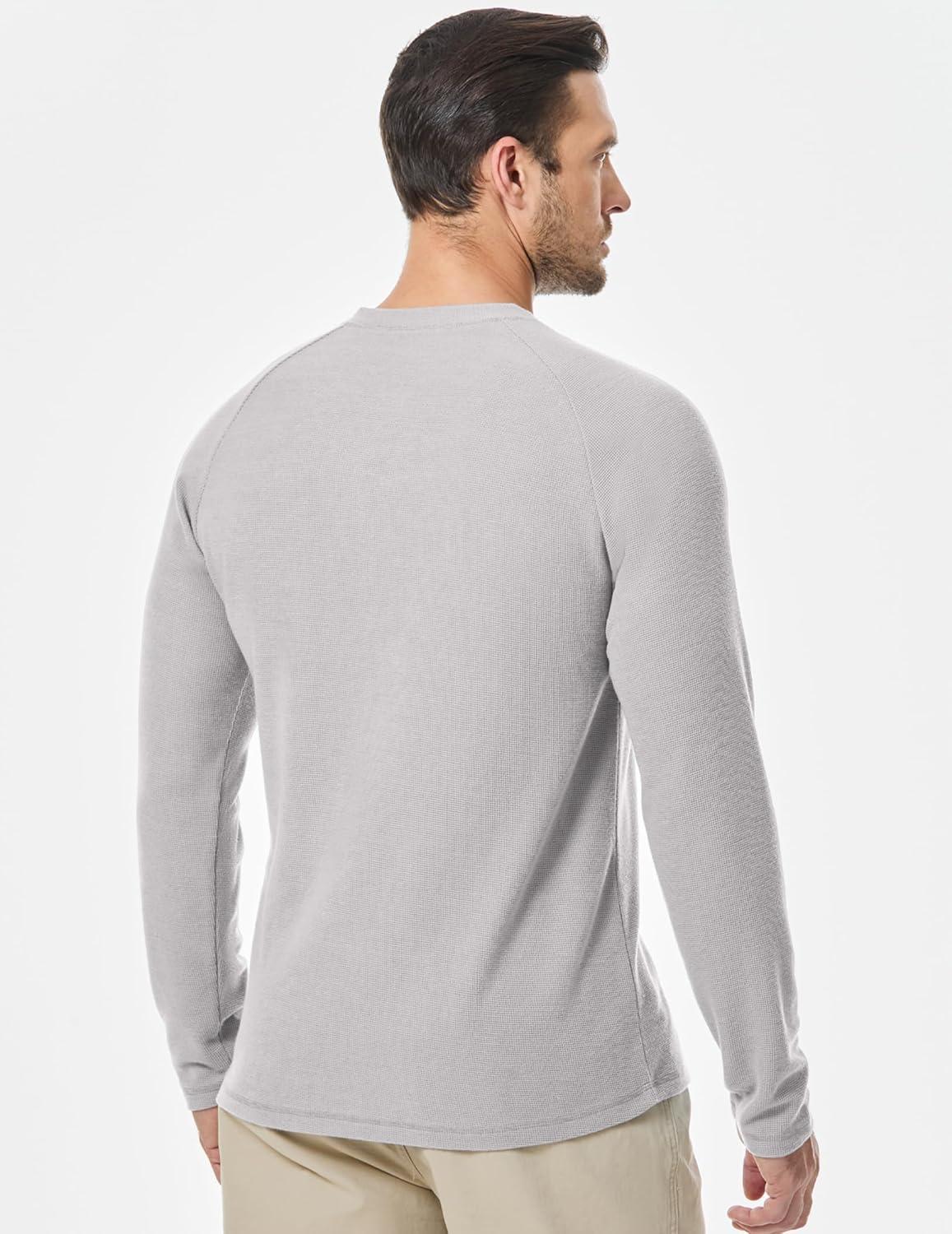 imageJMIERR Mens Waffle Henley Shirts Crewneck Long Sleeve Button Casual TShirt with PocketLight Grey