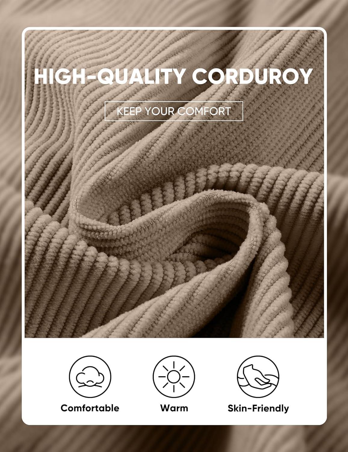 imageJMIERR Mens Warm Corduroy Sweatshirt Casual Stand Collar Quarter Fall Metal Button Pullover Sweaters Long Sleeve with PocketsT Khaki