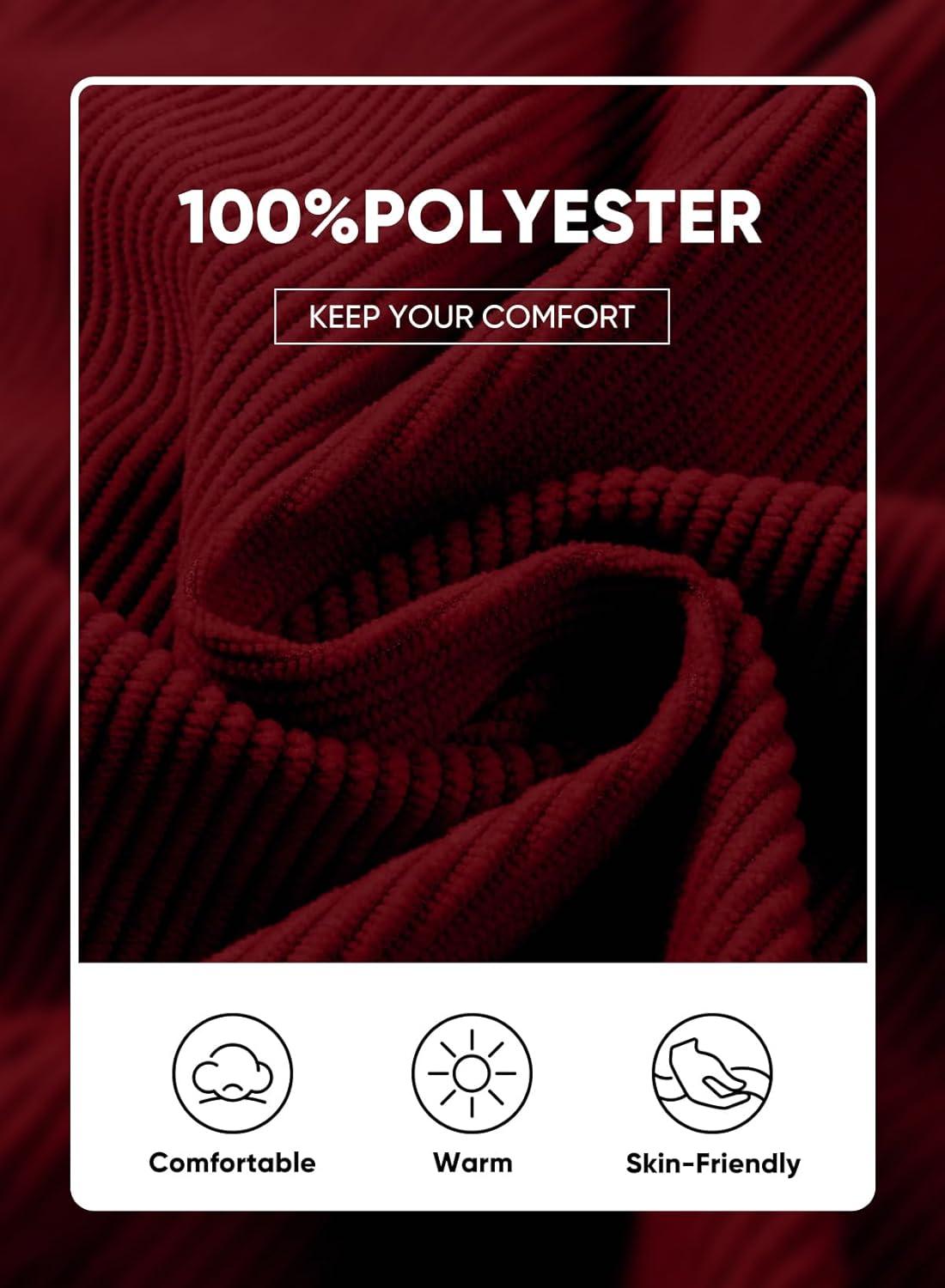 imageJMIERR Mens Warm Corduroy Sweatshirt Casual Stand Collar Quarter Fall Metal Button Pullover Sweaters Long Sleeve with PocketsT Red