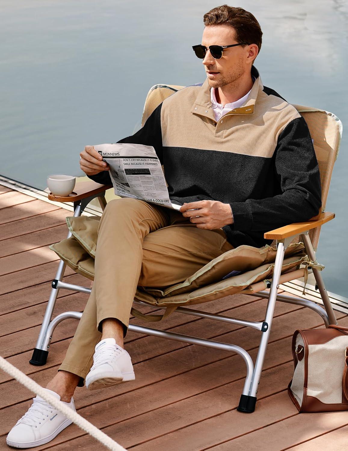 imageJMIERR Mens Warm Corduroy Sweatshirt Casual Stand Collar Quarter Fall Metal Button Pullover Sweaters Long Sleeve with PocketsX Black