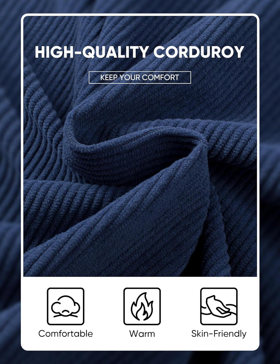 imageJMIERR Mens Warm Corduroy Sweatshirt Casual Stand Collar Quarter Fall Metal Button Pullover Sweaters Long Sleeve with PocketsZ Blue