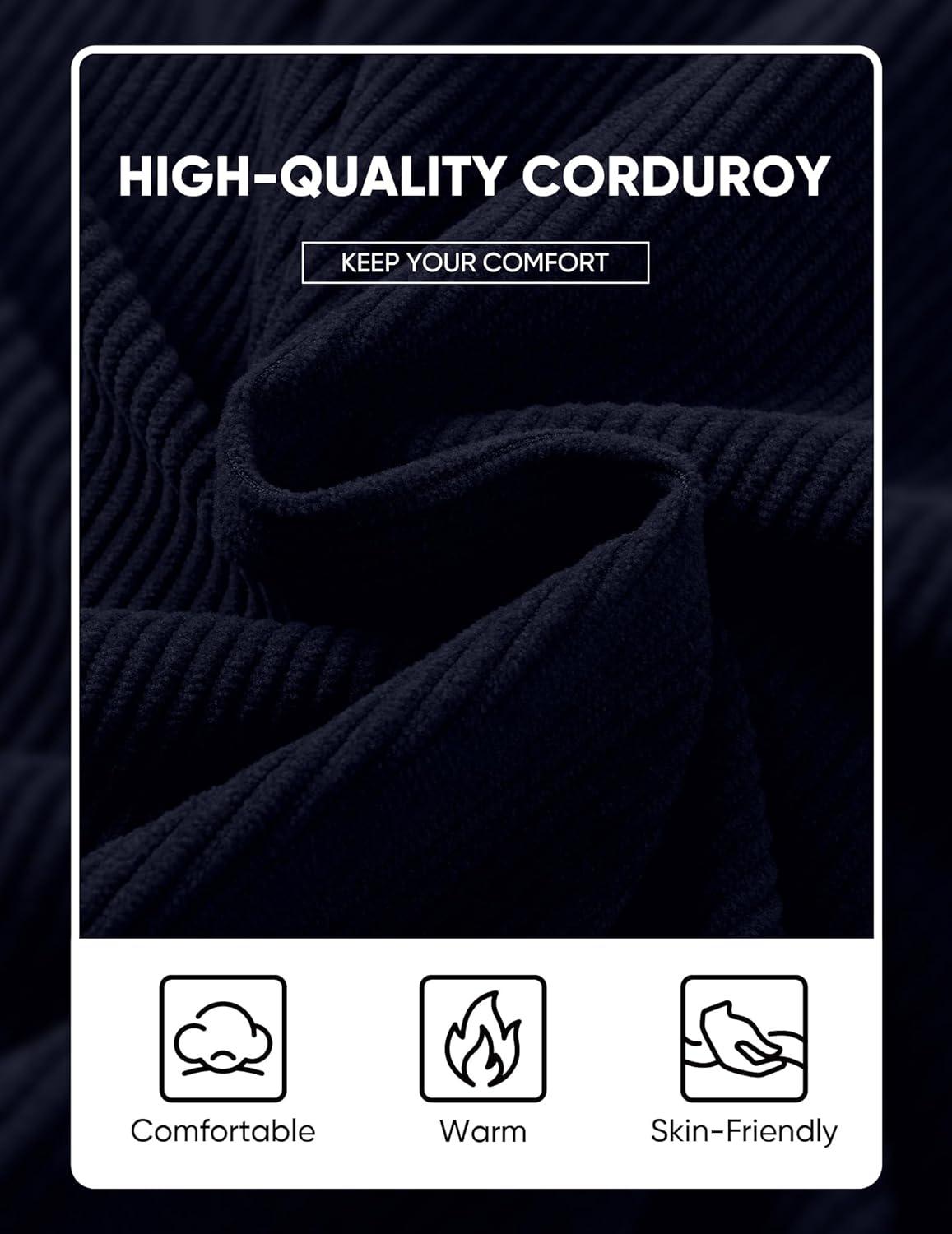 imageJMIERR Mens Warm Corduroy Sweatshirt Casual Stand Collar Quarter Fall Metal Button Pullover Sweaters Long Sleeve with PocketsZ Dark Blue