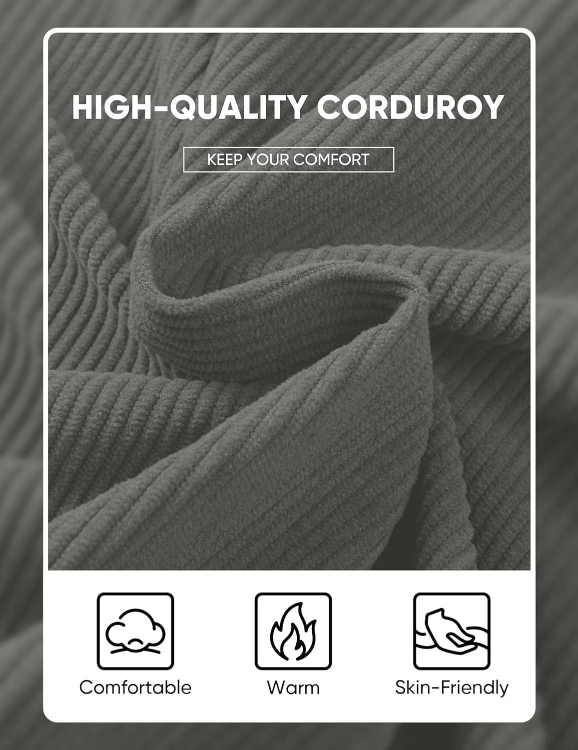 imageJMIERR Mens Warm Corduroy Sweatshirt Casual Stand Collar Quarter Fall Metal Button Pullover Sweaters Long Sleeve with PocketsZ Grey