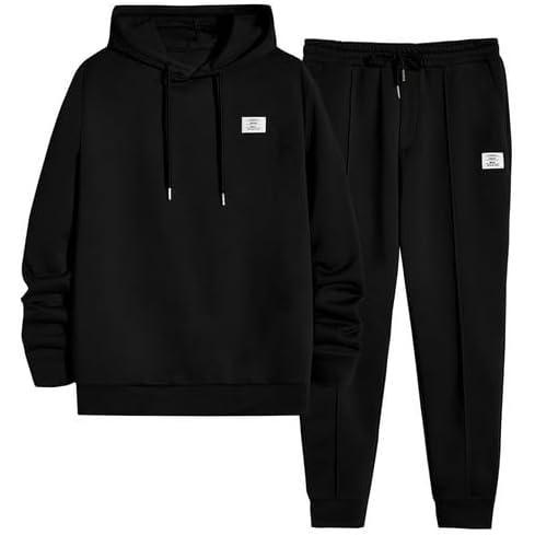 imageJMIERR Mens 2 Piece Outfits Hoodie Sweatshirt Tracksuit ampamp Joggers Sweatpants Sweatsuit SetA Black