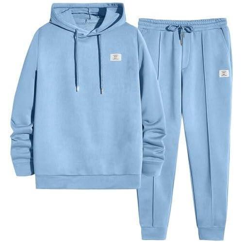 imageJMIERR Mens 2 Piece Outfits Hoodie Sweatshirt Tracksuit ampamp Joggers Sweatpants Sweatsuit SetB Blue
