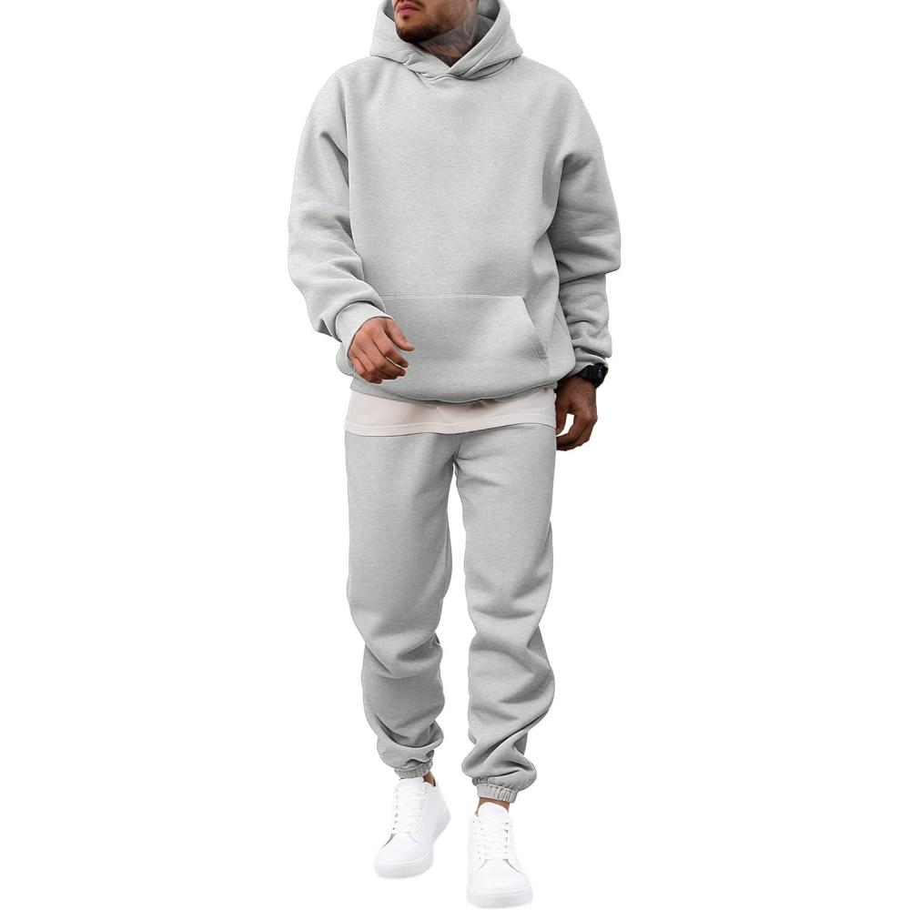 imageJMIERR Mens 2 Piece Outfits Hoodie Sweatshirt Tracksuit ampamp Joggers Sweatpants Sweatsuit SetLight Grey