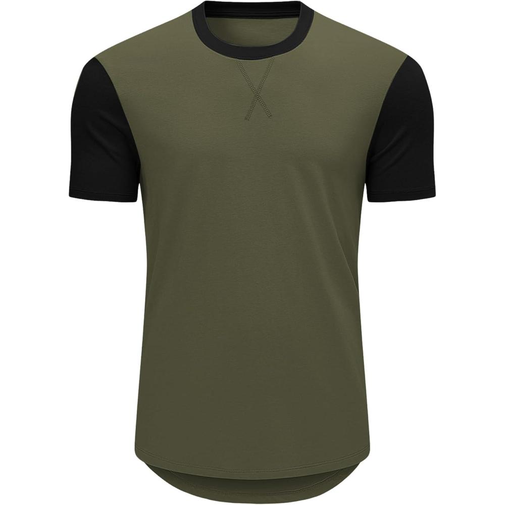 imageJMIERR Mens 3 Pack Cotton Hipster Hip Hop Longline Crewneck TShirtOne Piece Greenblack