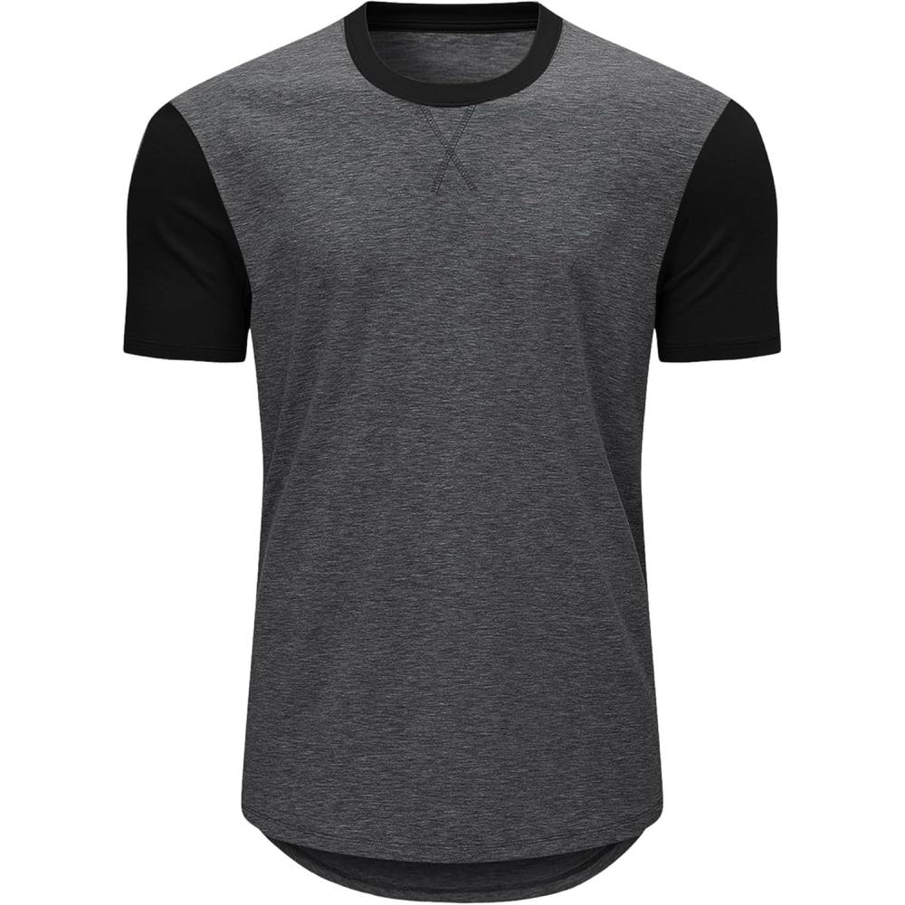 imageJMIERR Mens 3 Pack Cotton Hipster Hip Hop Longline Crewneck TShirtOne Piece Greyblack