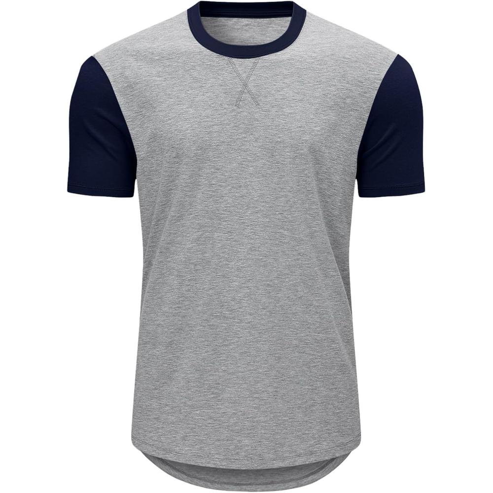 imageJMIERR Mens 3 Pack Cotton Hipster Hip Hop Longline Crewneck TShirtOne Piece Greyblue