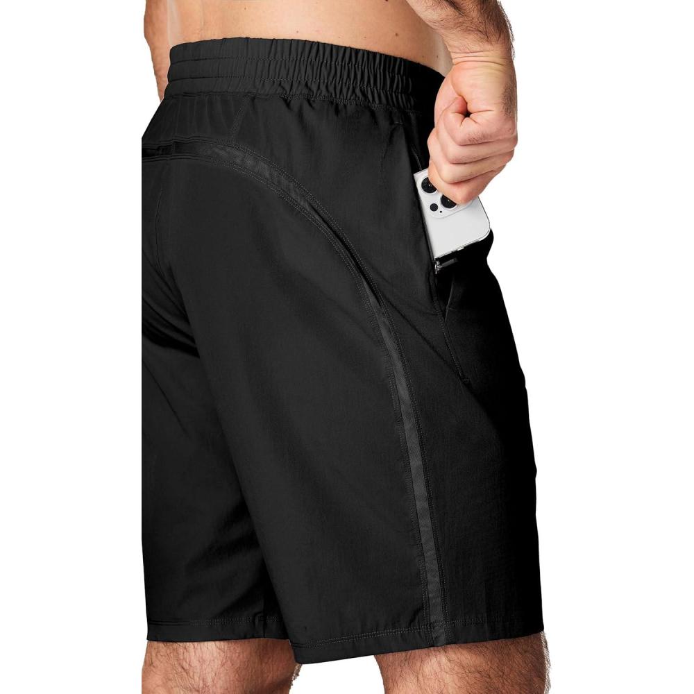 imageJMIERR Mens Athletic Running Shorts Lightweight Quick Dry Workout Basketball Gym 7quot Sports Shorts with Zipper Pockets7 Black