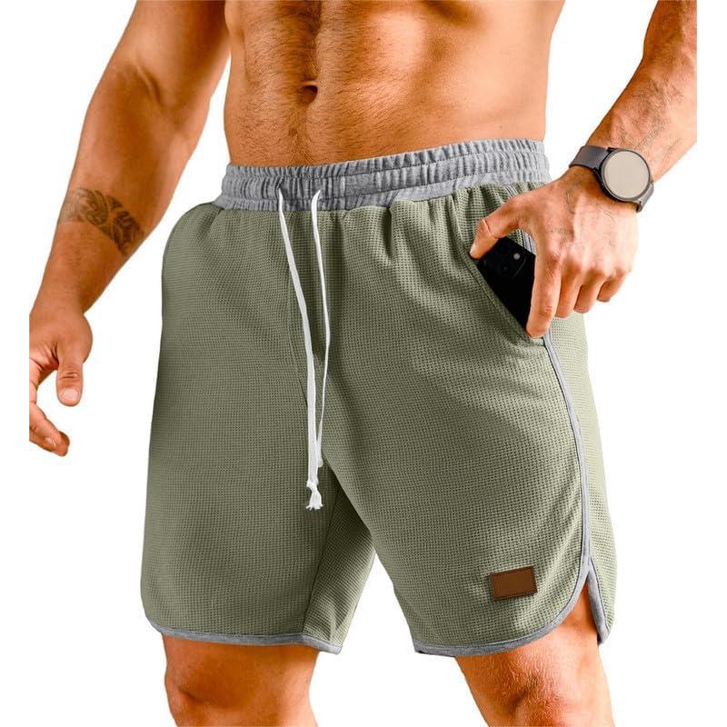 imageJMIERR Mens Athletic Shorts Casual Elastic Waist Drawstring Stretch Short Waffle Beach Running Shorts Workout Sweat Gym ShortA Green