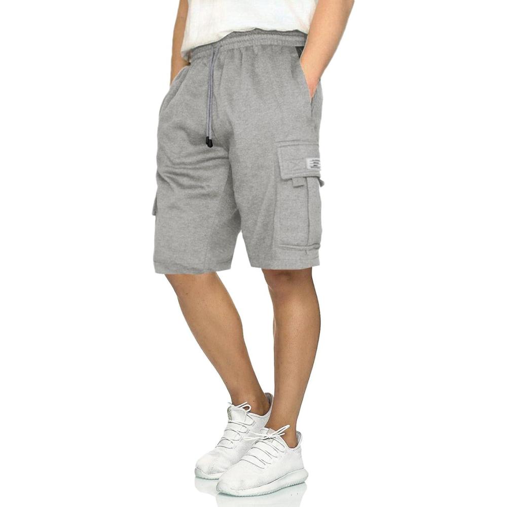 imageJMIERR Mens Cargo Sweat Shorts  Casual Drawstring Elastic Waist Cotton Athletic Workout Gym Jogger Shorts with 5 PocketsA Grey 1