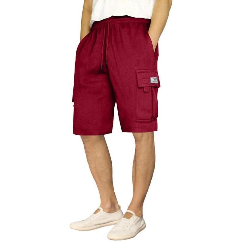 imageJMIERR Mens Cargo Sweat Shorts  Casual Drawstring Elastic Waist Cotton Athletic Workout Gym Jogger Shorts with 5 PocketsB Red