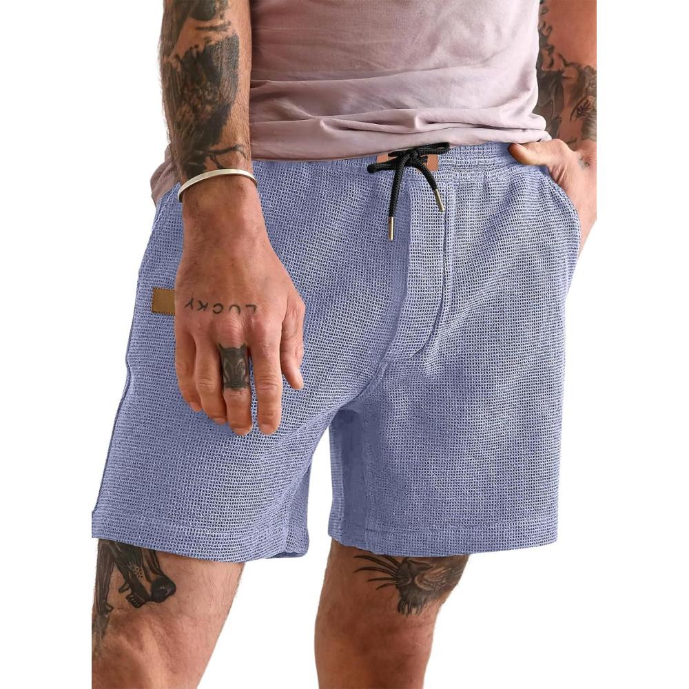 imageJMIERR Mens Casual 5quot 7quot Shorts Waffle Elastic Waist Drawstring Workout Running Jogging Beach Sweat Shorts with PocketsPurple