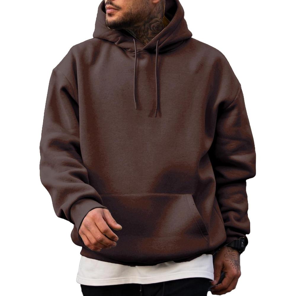 imageJMIERR Mens Casual Cotton Hooded Collar Drawstring Hoodies Pullover Sweatshirts Casual Long Sleeve ShirtsDark Brown