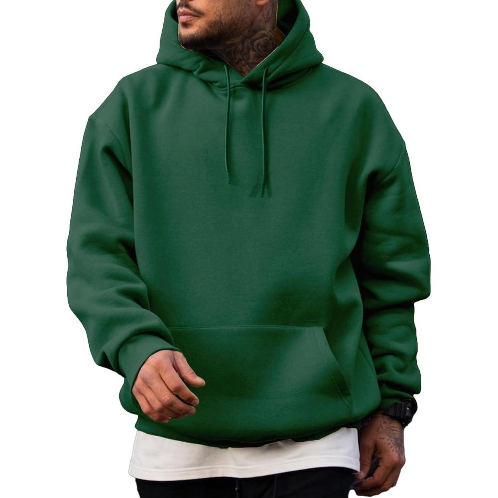 imageJMIERR Mens Casual Cotton Hooded Collar Drawstring Hoodies Pullover Sweatshirts Casual Long Sleeve ShirtsDark Green