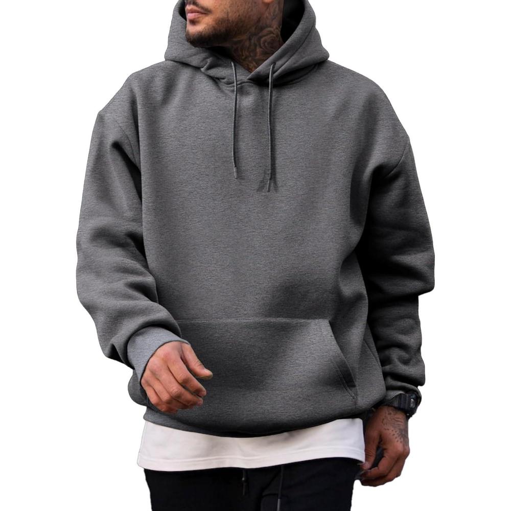 imageJMIERR Mens Casual Cotton Hooded Collar Drawstring Hoodies Pullover Sweatshirts Casual Long Sleeve ShirtsGrey