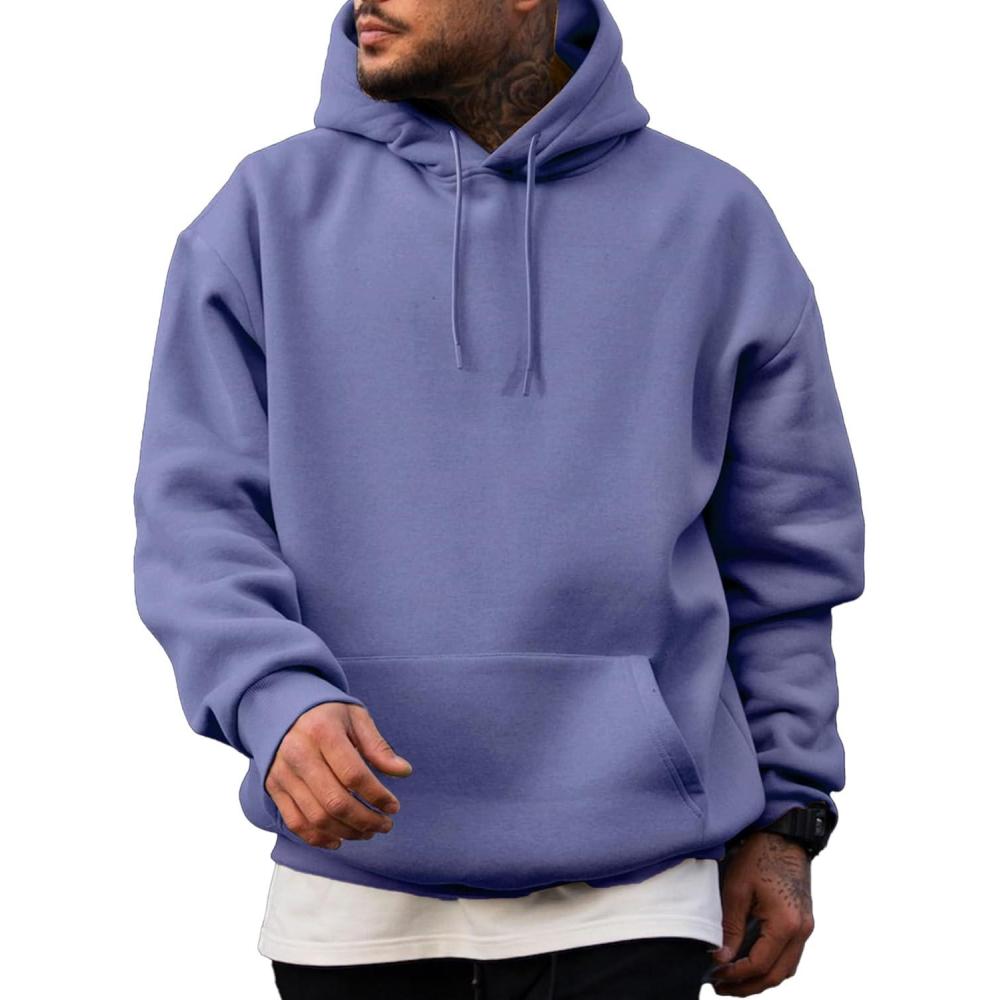 imageJMIERR Mens Casual Cotton Hooded Collar Drawstring Hoodies Pullover Sweatshirts Casual Long Sleeve ShirtsLilac