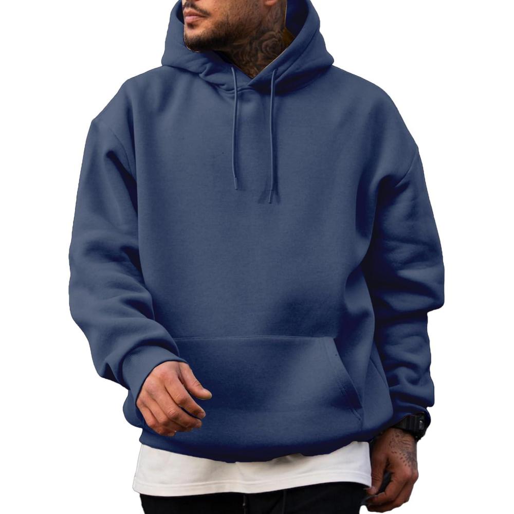 imageJMIERR Mens Casual Cotton Hooded Collar Drawstring Hoodies Pullover Sweatshirts Casual Long Sleeve ShirtsNavy Blue